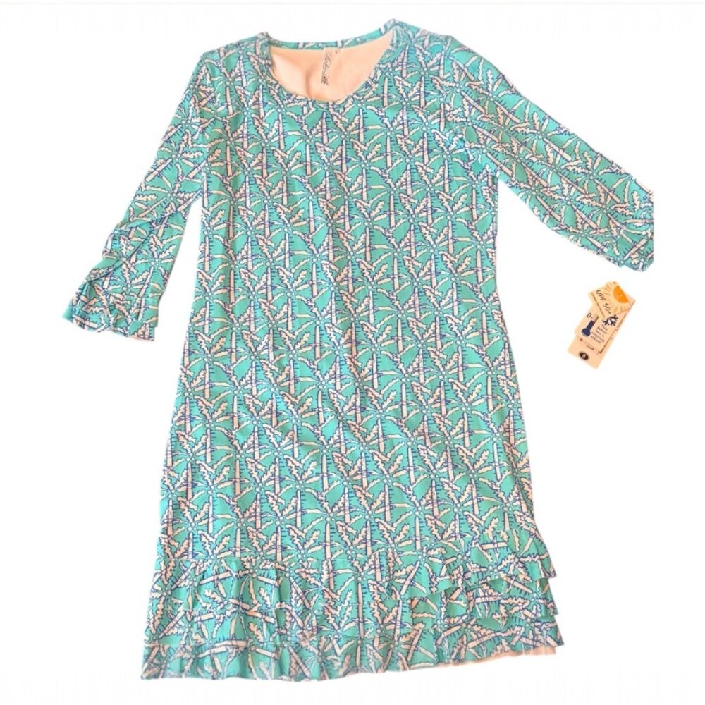 Lulu-B Light Blue Patterned Coastal Dress Size S